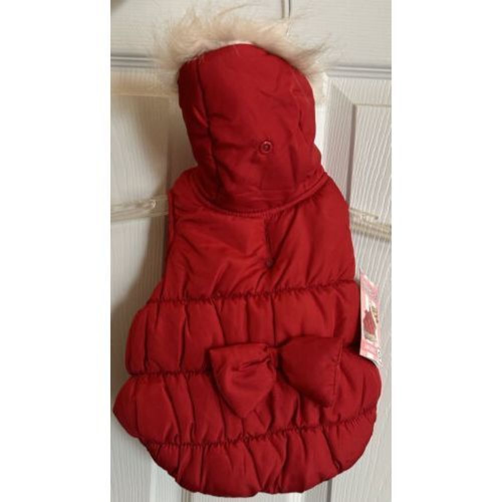 LuLu Pink Puffed Dog Coat With Fur Hood Size S NWT - Picture 1 of 4